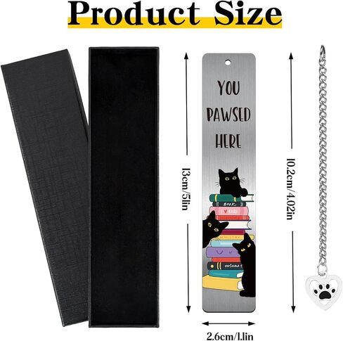 Cute Cat Bookmarks for Women - Funny Black You Pawsed Here Bookmark Gifts for Book Lovers Reader Aesthetic Page Markers Pendant for Reading Girls Bookworm Bookish Birthday World Book Day in Saudi Arabia