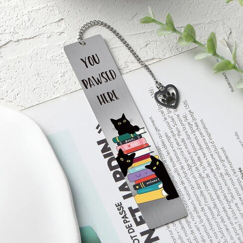 Cute Cat Bookmarks for Women - Funny Black You Pawsed Here Bookmark Gifts for Book Lovers Reader Aesthetic Page Markers Pendant for Reading Girls Bookworm Bookish Birthday World Book Day in Saudi Arabia
