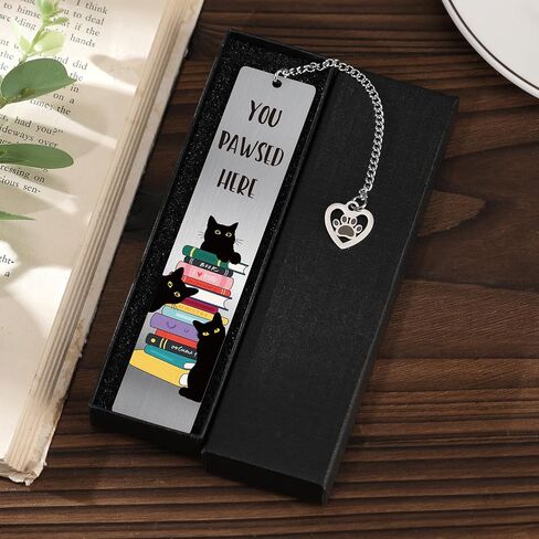 Cute Cat Bookmarks for Women - Funny Black You Pawsed Here Bookmark Gifts for Book Lovers Reader Aesthetic Page Markers Pendant for Reading Girls Bookworm Bookish Birthday World Book Day in Saudi Arabia