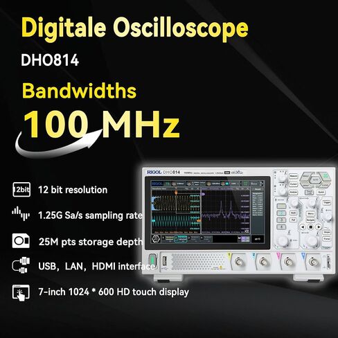 RIGOL Digital Oscilloscope DHO804 70MHz Frequency Band + 12-bit Vertical Resolution + Maximum 1.25 GSa/s Sample Rate + 1000,000 wfms/s Waveform Capture Rate + 4 Analog Channels in Saudi Arabia