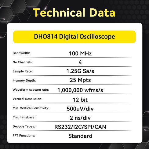 RIGOL Digital Oscilloscope DHO804 70MHz Frequency Band + 12-bit Vertical Resolution + Maximum 1.25 GSa/s Sample Rate + 1000,000 wfms/s Waveform Capture Rate + 4 Analog Channels in Saudi Arabia