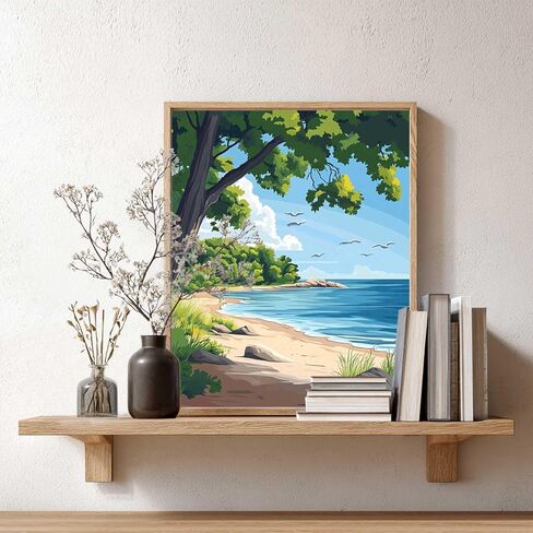 Crater Lake Paint by Numbers for Adults, Oregon Paint by Number Kits, Nature Scenery Travel Gifts, DIY Oil Canvas Painting, Home Wall Decor - Sunset Lake Mountains Trees Landscape(16x20inch) in Kuwait