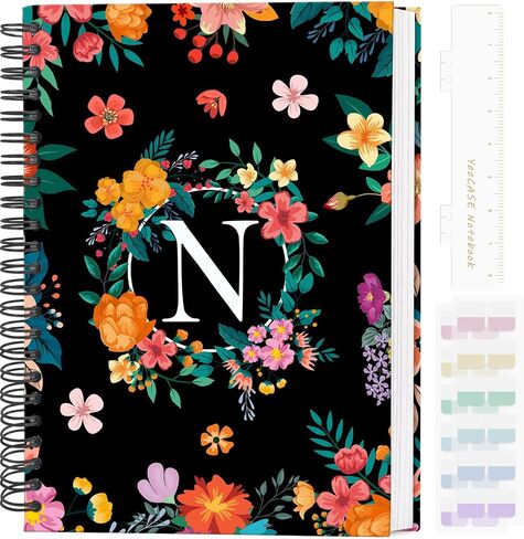 Hardcover Spiral Notebook Journal 5.7" x 8", 120 Pages Journals for Women Men, A5 College Ruled Notebooks, Cute Floral Letter Spiral Journal for Writing, Work, Business, School (S, A5) in Kuwait
