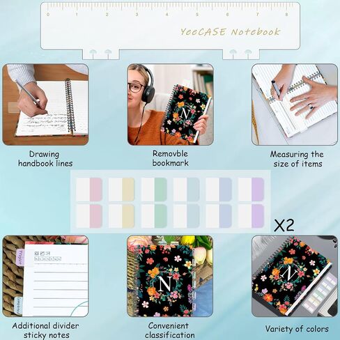 Hardcover Spiral Notebook Journal 5.7" x 8", 120 Pages Journals for Women Men, A5 College Ruled Notebooks, Cute Floral Letter Spiral Journal for Writing, Work, Business, School (S, A5) in Kuwait