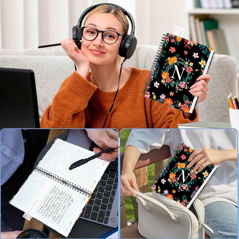 Hardcover Spiral Notebook Journal 5.7" x 8", 120 Pages Journals for Women Men, A5 College Ruled Notebooks, Cute Floral Letter Spiral Journal for Writing, Work, Business, School (S, A5) in Kuwait