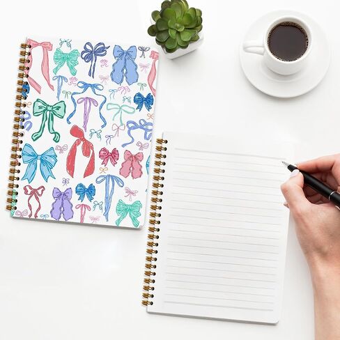 2Packs ملونة ، Coquette Bows Notebook College حكمت Preppy Trendy Bow Ribbon Journaling Notebooks Hompts for Women Girls Note Books Cornals for spiral bound boxtuds upplies supplies in Kuwait