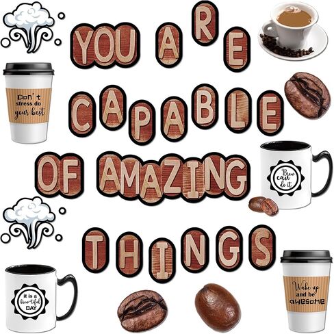 Teling 89 Pcs Industrial Cafe Bulletin Board Set Coffeehouse Themed Bulletin Board Industrial Cafe Classroom Decor Bulletin Board Themed Sets Coffee Classroom Decor for Classroom Home (Elegant Style) in Saudi Arabia