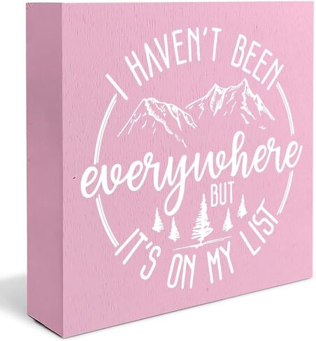 Travel Adventure Awaits Wooden Signs Desk Decor - Travel Decor, Camping Decor for Camper, Travel Gifts, I Haven't Been Everywhere but It's on My List in Saudi Arabia
