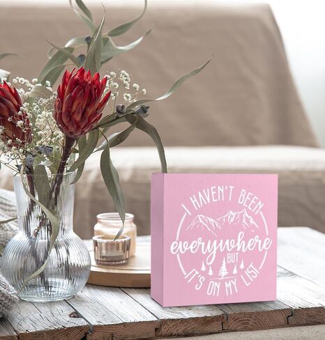 Travel Adventure Awaits Wooden Signs Desk Decor - Travel Decor, Camping Decor for Camper, Travel Gifts, I Haven't Been Everywhere but It's on My List in Saudi Arabia