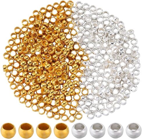 1 Box 2000pcs 2mm Crimp Beads Metal Round Crimp Beads Gold Silver Spacer Clamp Clamp Clamp Clamp Weads Rondelle Cromper Bead for Jewelry Making Jecling Beads Diy Starelet Crafts in Saudi Arabia
