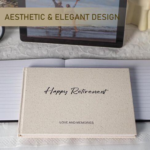 Happy Retirement Guest Book - Retirement Gift for Woman and Men - Congratulations Retirement Party Decorations for Colleague and Friend, Photo Retirement Book for Guest to Sign, Beige in Kuwait