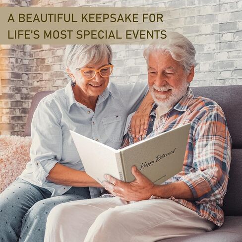 Happy Retirement Guest Book - Retirement Gift for Woman and Men - Congratulations Retirement Party Decorations for Colleague and Friend, Photo Retirement Book for Guest to Sign, Beige in Kuwait