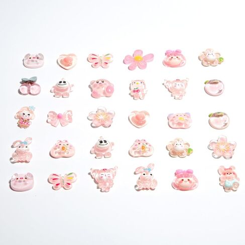 60pcs ألوان مختلطة سحر الوحل مجموعة لطيفة للديكور ， مجموعة الراتنج السائبة زخرفة سكرابوكينغ ， ديكور مسطح لطيف للزخارف الصغيرة DIY (ألوان مختلطة) in Kuwait