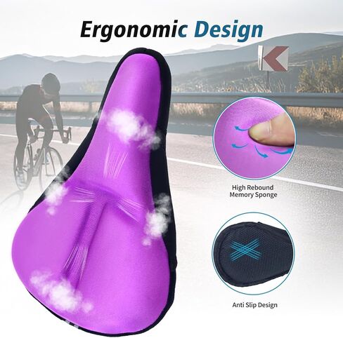 وسادة مقعد الدراجة، غطاء مقعد الدراجة مبطن من الجل لراحة الرجال والنساء، وسادة مقعد الدراجة لمقعد الدراجة الضيق، ممتص للصدمات، وسادة الدراجة مناسبة للجبال والطرق ودراجة التمارين (أسود) in Kuwait