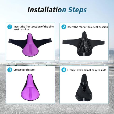 وسادة مقعد الدراجة، غطاء مقعد الدراجة مبطن من الجل لراحة الرجال والنساء، وسادة مقعد الدراجة لمقعد الدراجة الضيق، ممتص للصدمات، وسادة الدراجة مناسبة للجبال والطرق ودراجة التمارين (أسود) in Kuwait