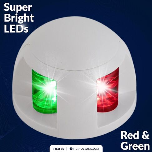 أضواء الملاحة للقوارب من خمسة محيطات - ضوء القوس LED، أضواء الملاحة للقوارب LED باللون الأحمر والأخضر، أضواء القارب للملاحة الأفقية للتركيب ثنائي اللون، 12 فولت، قواعد USCG 2NM - FO4126 in Saudi Arabia