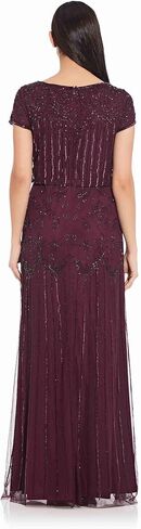 Adrianna Papell Women's Short Sleeve Bead Long Dress, Rose Gold in Kuwait