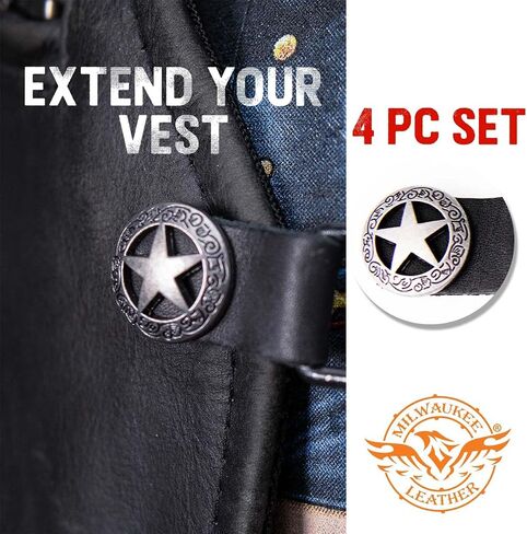 Milwaukee Leather 4 PC Vest Extenders - Double Chain with Genuine Leather 4 or 6 Inch Extension in Saudi Arabia