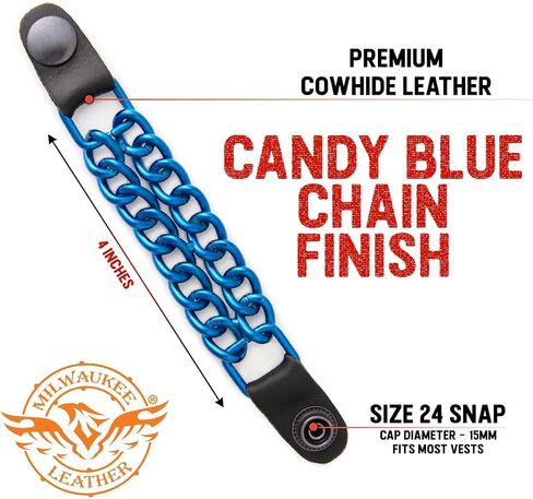 Milwaukee Leather 4 PC Vest Extenders - Double Chain with Genuine Leather 4 or 6 Inch Extension in Saudi Arabia