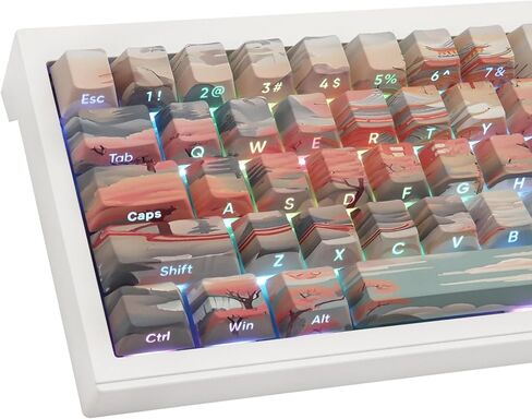 Tsungup Side Printed Keycap Set - Ink Lotus Pond Custom Keycaps,135 Keys PBT Shine Through Keycaps Cool Keycaps,Cherry Profile Keyboard Keycaps for Cherry MX Switches Mechanical Keyboards in Saudi Arabia