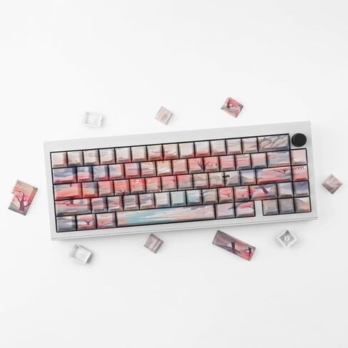 Tsungup Side Printed Keycap Set - Ink Lotus Pond Custom Keycaps,135 Keys PBT Shine Through Keycaps Cool Keycaps,Cherry Profile Keyboard Keycaps for Cherry MX Switches Mechanical Keyboards in Saudi Arabia