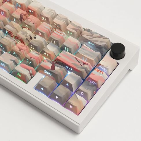 Tsungup Side Printed Keycap Set - Ink Lotus Pond Custom Keycaps,135 Keys PBT Shine Through Keycaps Cool Keycaps,Cherry Profile Keyboard Keycaps for Cherry MX Switches Mechanical Keyboards in Saudi Arabia