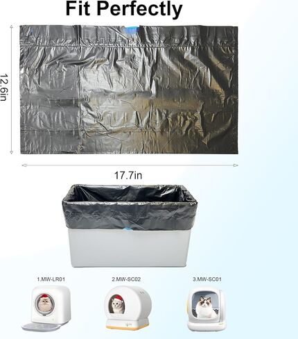 80 COUNT CAT CAT TRITTER BOX LINERS متوافقة مع MEO تريد MW-SC01/MW-SC02/MW-LR01 ، أكياس فضلات القطط القط-مع حامل استخراج الأكياس (80 عدد) in Kuwait