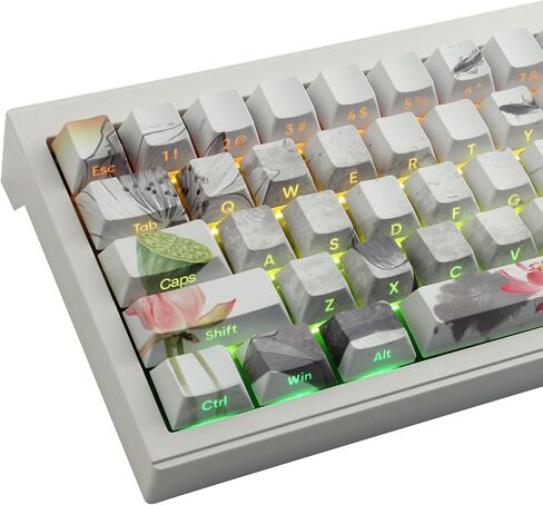 مجموعة أغطية مفاتيح مطبوعة جانبية من Tsungup - أغطية مفاتيح مخصصة بالحبر Lotus Pond، 135 مفتاحًا PBT تألق من خلال أغطية المفاتيح الرائعة، أغطية مفاتيح لوحة مفاتيح ملف تعريف الكرز للوحة المفاتيح الميكانيكية Cherry MX in Kuwait