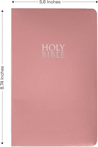 Personalized NIV Bible Faux Leather Small Print Economy Bible with Custom Name at The Lower Right Side & Red-Highlighted Verses, Custom Gift for Christian & Religious Events | Pink in Saudi Arabia