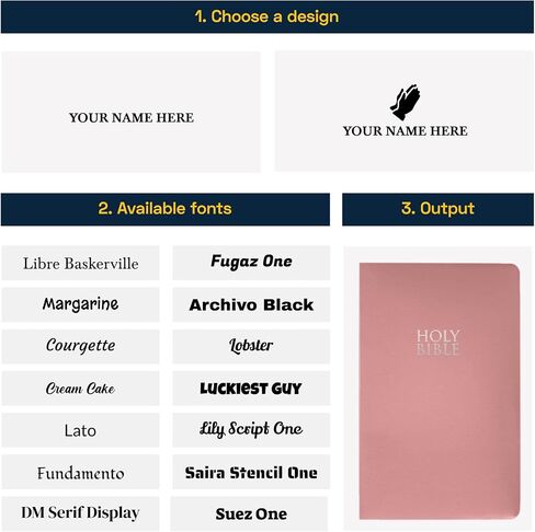 Personalized NIV Bible Faux Leather Small Print Economy Bible with Custom Name at The Lower Right Side & Red-Highlighted Verses, Custom Gift for Christian & Religious Events | Pink in Saudi Arabia