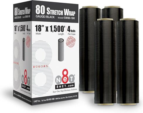 8NET 18" x 1,500', 80 Gauge Red Heavy Duty Color Stretch Wrap Plastic Film Rolls for Packaging Moving and Packing Pallet, 4 Rolls/Case in Kuwait