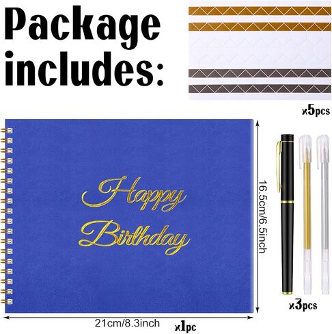 Birthday Guestbook with Pens Stickers Happy Birthday Signature Book 8.3 x 6.5 Inch Black Gold Birthday Guestbook for Birthday Photobooth Photo Strips Scrapbook Birthday Gift Party Supplies in Saudi Arabia