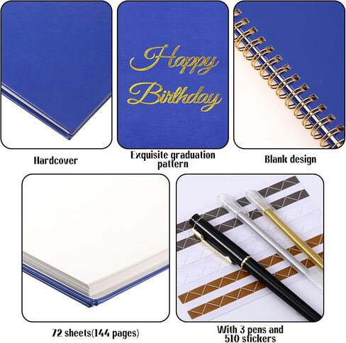 Birthday Guestbook with Pens Stickers Happy Birthday Signature Book 8.3 x 6.5 Inch Black Gold Birthday Guestbook for Birthday Photobooth Photo Strips Scrapbook Birthday Gift Party Supplies in Saudi Arabia