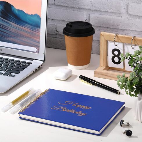Birthday Guestbook with Pens Stickers Happy Birthday Signature Book 8.3 x 6.5 Inch Black Gold Birthday Guestbook for Birthday Photobooth Photo Strips Scrapbook Birthday Gift Party Supplies in Saudi Arabia