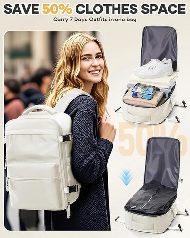 Vacuum Seal Backpack for Clothing Travel with Air Pump Waterproof Laptop Airback Carry On Backpack Personal item Travel Essentials Compression Space Saver Bags Storage with Vacuum System Women Black in Kuwait