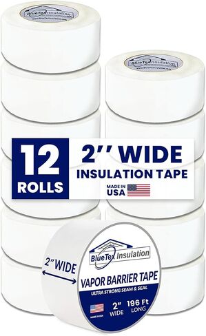 شريط حاجز بخار أبيض بعرض 2 بوصة × 196 بوصة - لعزل باب المرآب، ومساحات الزحف، والإصلاح، ودرزات الطبقة السفلية، ودرزات عزل المباني المعدنية in Kuwait