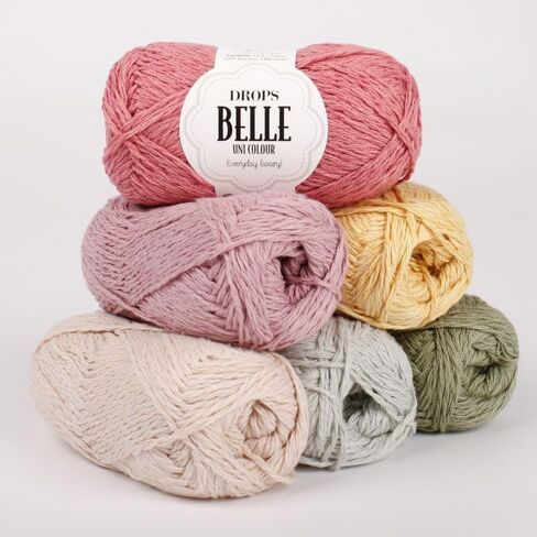 Knitting Yarn of Cotton, Viscose and Linen, Drops Belle, DK, Light Worsted Weight, 1.8 oz 131 Yards (23 Mint Cream) in Saudi Arabia