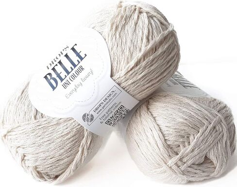 Knitting Yarn of Cotton, Viscose and Linen, Drops Belle, DK, Light Worsted Weight, 1.8 oz 131 Yards (23 Mint Cream) in Saudi Arabia