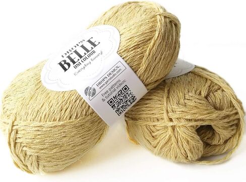 Knitting Yarn of Cotton, Viscose and Linen, Drops Belle, DK, Light Worsted Weight, 1.8 oz 131 Yards (23 Mint Cream) in Saudi Arabia