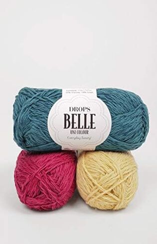 Knitting Yarn of Cotton, Viscose and Linen, Drops Belle, DK, Light Worsted Weight, 1.8 oz 131 Yards (23 Mint Cream) in Saudi Arabia