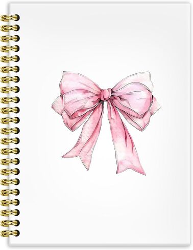 Coquette Pink Ribbon Bow Notebook Journal 5.5x8.3, Girly Pink Notebook Gifts for Women Girls, Girly Coquette Stuff Journals, Cute Preppy Aesthetic Hardcover Spiral Notebooks for Note Taking in Kuwait