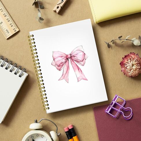 Coquette Pink Ribbon Bow Notebook Journal 5.5x8.3, Girly Pink Notebook Gifts for Women Girls, Girly Coquette Stuff Journals, Cute Preppy Aesthetic Hardcover Spiral Notebooks for Note Taking in Kuwait