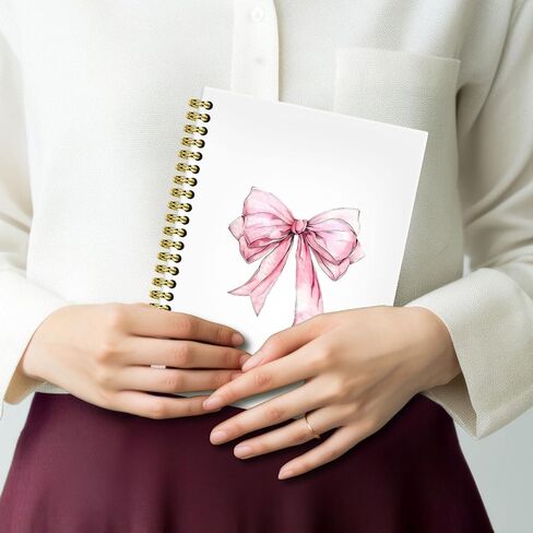 Coquette Pink Ribbon Bow Notebook Journal 5.5x8.3, Girly Pink Notebook Gifts for Women Girls, Girly Coquette Stuff Journals, Cute Preppy Aesthetic Hardcover Spiral Notebooks for Note Taking in Kuwait