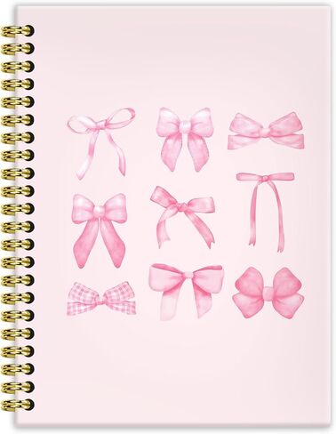 Coquette Pink Ribbon Bow Notebook Journal 5.5x8.3, Girly Pink Notebook Gifts for Women Girls, Girly Coquette Stuff Journals, Cute Preppy Aesthetic Hardcover Spiral Notebooks for Note Taking in Kuwait