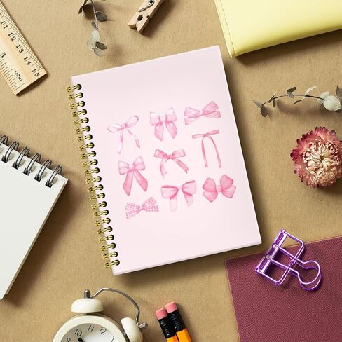 Coquette Pink Ribbon Bow Notebook Journal 5.5x8.3, Girly Pink Notebook Gifts for Women Girls, Girly Coquette Stuff Journals, Cute Preppy Aesthetic Hardcover Spiral Notebooks for Note Taking in Kuwait