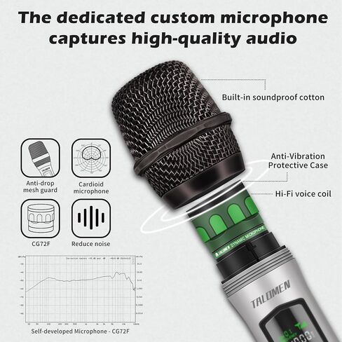 Wireless Microphone,Professional Handheld Cordless Dynamic Mic System with Rechargeable Receiver(160 Ft),Karaoke Microphone Set for Singing,Karaoke,Wedding,DJ,Party,Speech,Church,PA,K60-1 in Saudi Arabia