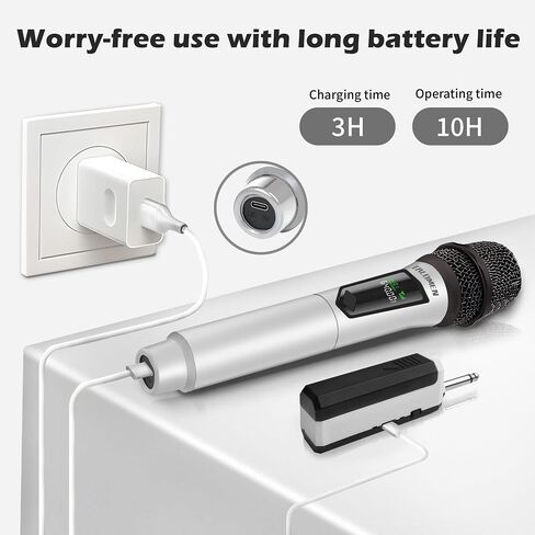 Wireless Microphone,Professional Handheld Cordless Dynamic Mic System with Rechargeable Receiver(160 Ft),Karaoke Microphone Set for Singing,Karaoke,Wedding,DJ,Party,Speech,Church,PA,K60-1 in Saudi Arabia
