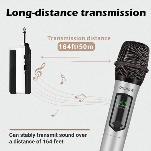 Wireless Microphone,Professional Handheld Cordless Dynamic Mic System with Rechargeable Receiver(160 Ft),Karaoke Microphone Set for Singing,Karaoke,Wedding,DJ,Party,Speech,Church,PA,K60-1 in Saudi Arabia