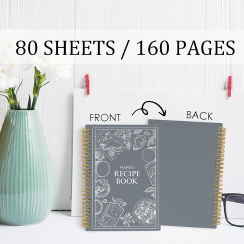 هدايا غير Nonnie ، Journal Notebook Journal ، كتاب الوصفات للكتابة في وصفاتك الخاصة ، كتاب طبخ Nonnie 5.5 "× 8.3" in Saudi Arabia