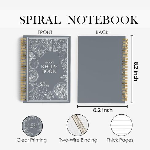 هدايا غير Nonnie ، Journal Notebook Journal ، كتاب الوصفات للكتابة في وصفاتك الخاصة ، كتاب طبخ Nonnie 5.5 "× 8.3" in Saudi Arabia